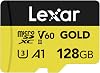 Lexar GOLD 128GB Micro SD Card, microSDXC UHS-II Memory Card, V60, U3, A1, C10 microSD Card, Reading up to 280MBs, for DroneAction CameraUHS-II Portable Gaming Device LMSGOLD128G-BNNG