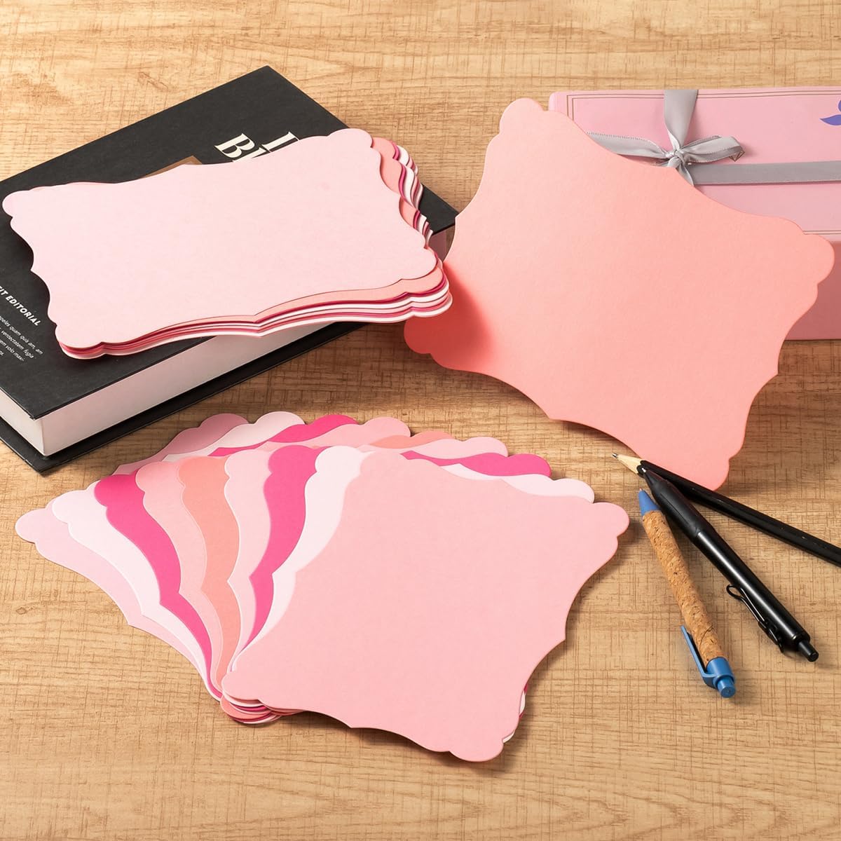 50 Pack Blank Kraft Cards Cardstock Thick Paper Brown Greeting Cards for DIY Gift Card Menus, Baby Shower and Wedding Invitations (Pink, 5 Colors, 4x6IN) - Image 7