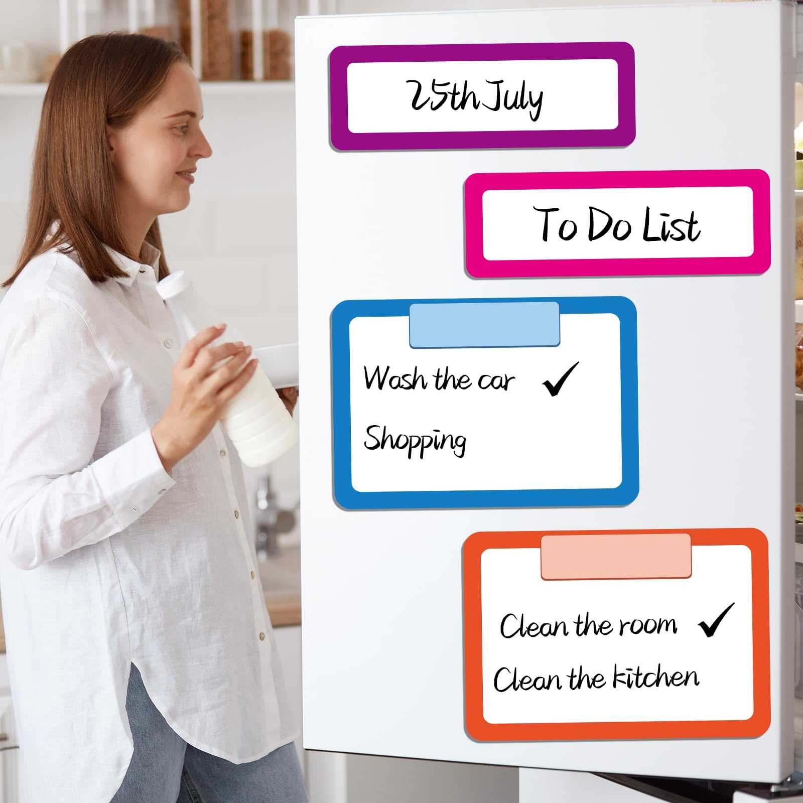 8PCS Magnetic Dry Erase Label Write & Wipe Paper Organization Chart for Classroom Whiteboard Goals Targets Teacher Organizations Objectives Board Bright Colorful Learning Magnets for School Supplies - Image 7