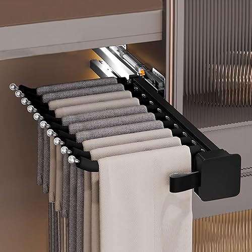 Barra de valet extraíble para armario, soporte retráctil de 88.2 lbs, barra de armario ajustable de aleación de aluminio, riel de ropa extraíble