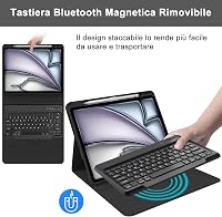SENGBIRCH iPad Air 13" (M2, 2024) Bluetooth Billentyűzetes Tok - Levehető Mágneses Billentyűzet, Ütésálló PU Bőr Védőtok, Fekete 3