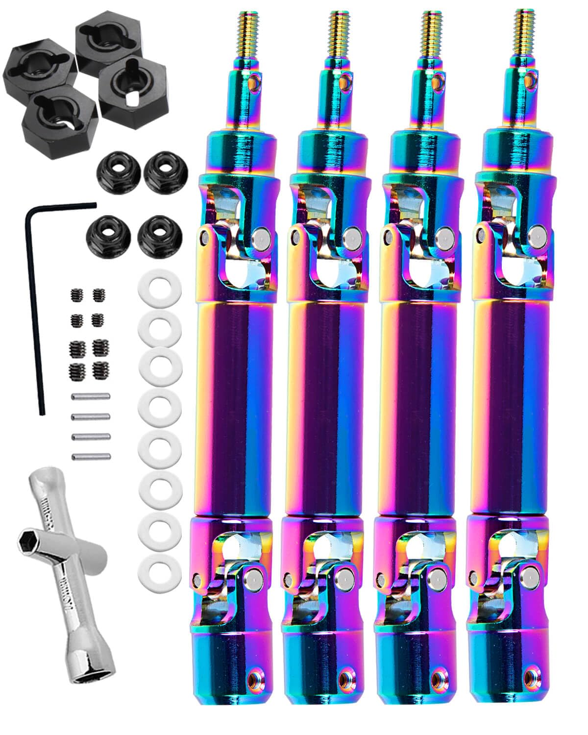 RCMYou RC Drive Shaft Axles Upgrades Part for 1/10 Granite/Senton 4x4 3S Blx Mega 550/Vorteks 3s blx,Front Rear Driveshaft CVD with Hex,Colorful