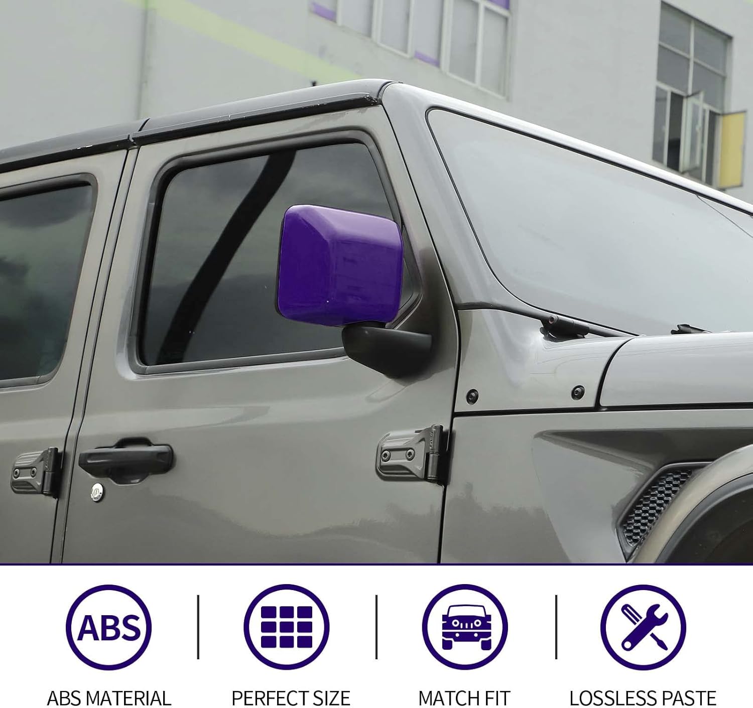 CheroCar for JL Side Mirror Covers Exterior Accessories for 2018-2025 Jeep Wrangler JL JLU & Jeep Gladiator JT (Purple)