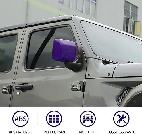 Miniatura 6 de CheroCar Fundas de espejo lateral JL, accesorios exteriores para Jeep Wrangler JL JLU y Jeep Gladiator JT 2018-2025 (púrpura)