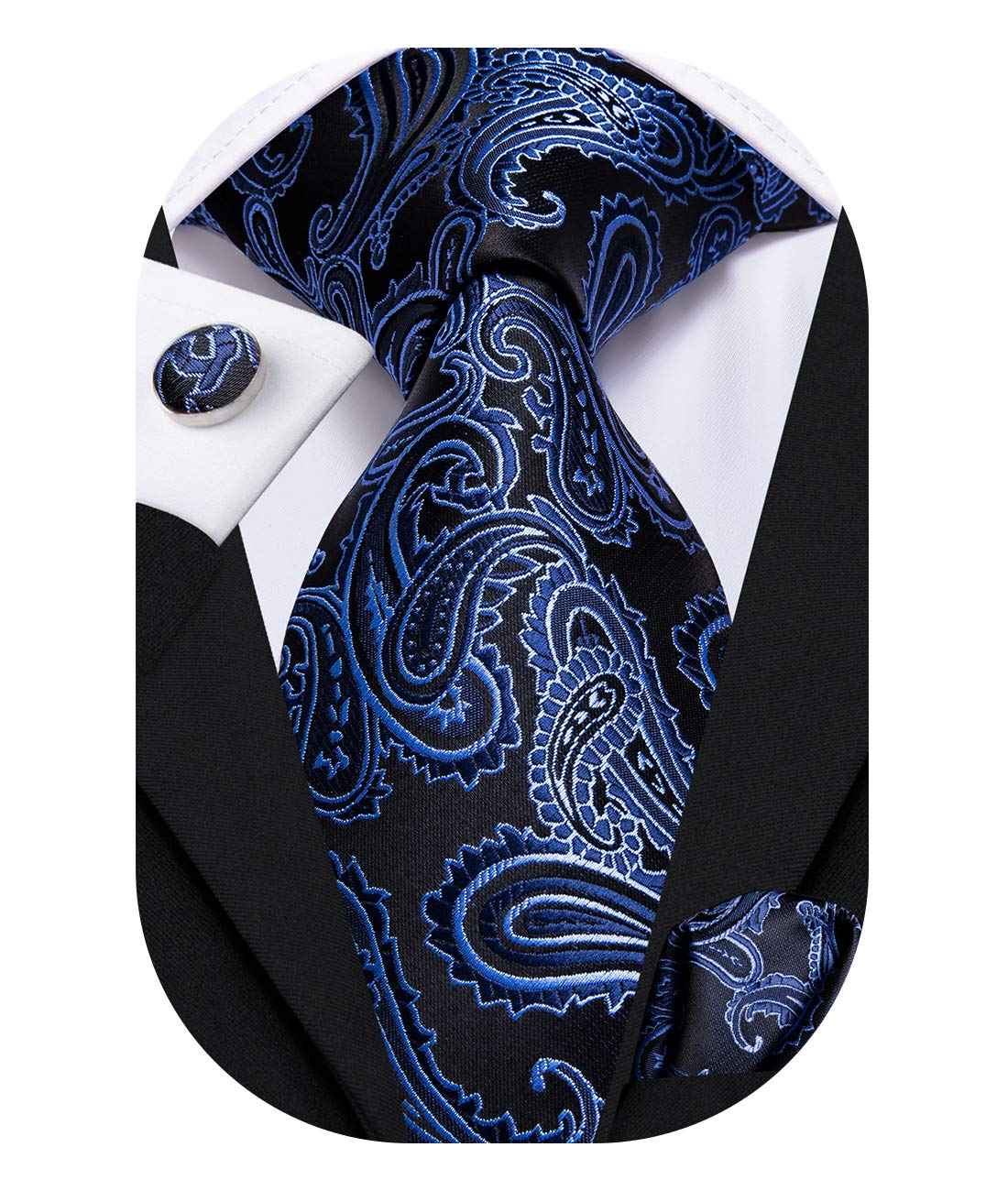 Classic Blue Woven Silk Tie Necktie Set Wedding Tie For Men
