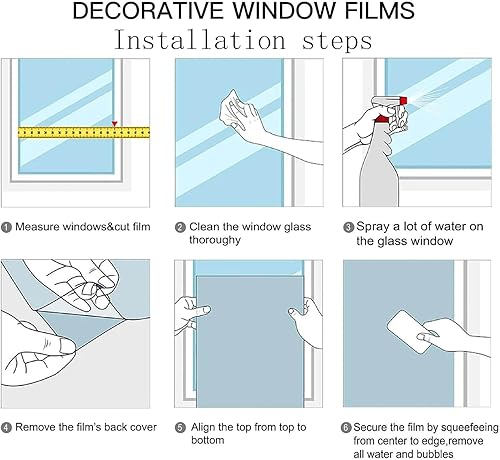 Vista 6 de Sunflower Stained Glass Window Film,Non Adhesive Privacy Film,Stained Glass Window Film for Bathroom Shower Door Heat Anti UV 17.7"x39.5