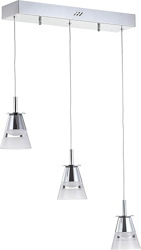 Miniatura 7 de JONATHAN Y JYL7037A Alain - Colgante ajustable de metal integrado con LED para comedor, salón, cocina, oficina comercial, cromadotransparente