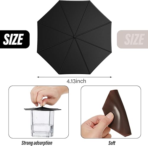 Miniatura 8 de 6 tapas de silicona para tazas, tapas para paraguas, tazas, tapas de vidrio de silicona antipolvo, tapas con sello de succión para mantener la