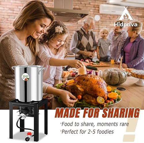 Miniatura 7 de Kit de freidora de pavo de acero inoxidable, olla profunda de 30 cuartos de galón y freidora de pescado de 10 cuartos de galón, cubierta impermeable