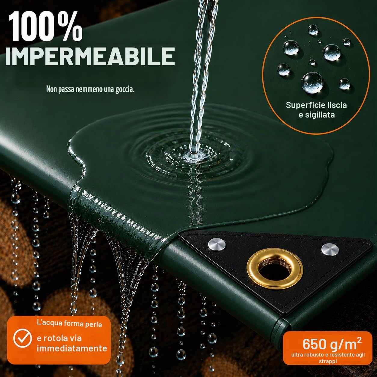 UMBRELLA® Telo di copertura 650 g/m² 4x5 m (20 m²) Bianco – telo in tessuto PVC antistrappo, 100% impermeabile e resistente ai raggi UV, occhielli in ottone – per camion, legna, piscina e giardino