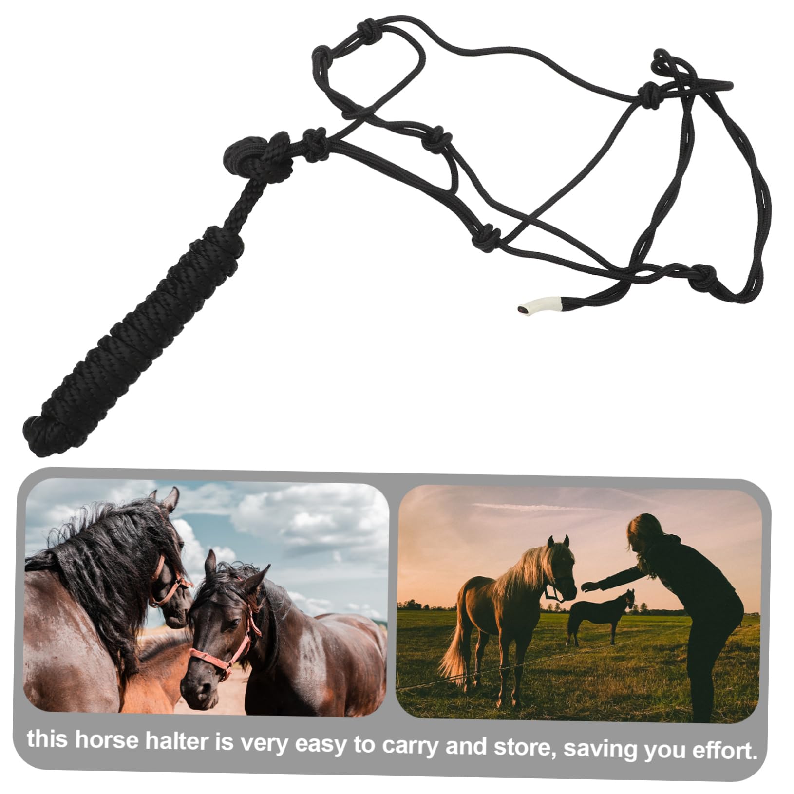 Cabestro de Cuerda Trenzada para Caballo Nudo Rígido, Fácil de Usar y Transportar, Accesorio Adecuado para Entrenamiento Ecuestre y Trabajo en Pista Color Aleatorio