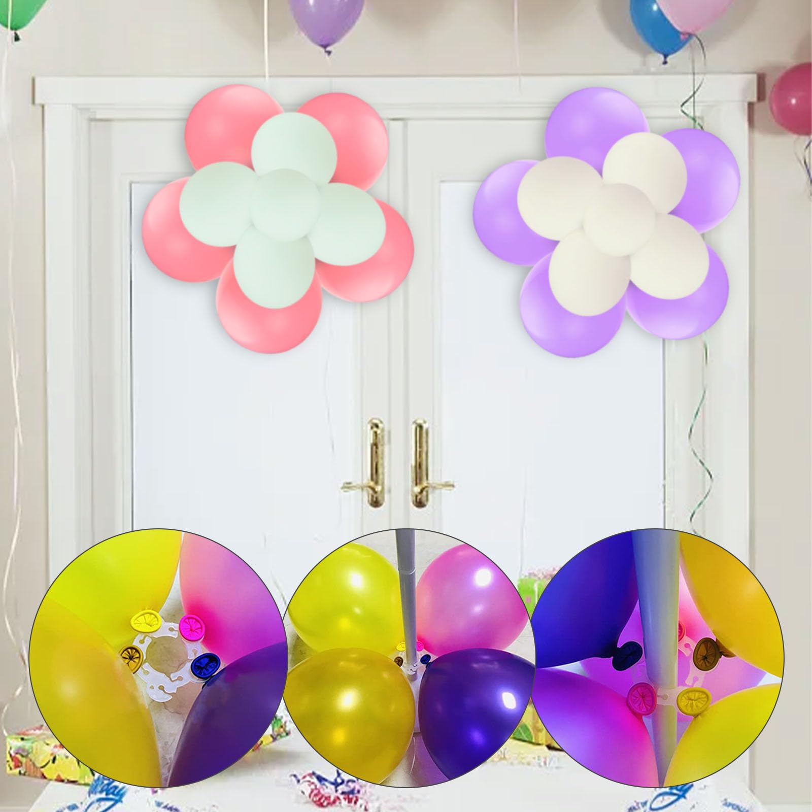 100 Clips Fleur Pour Ballons WISIRENT – Supports Pour Arche Et Guirlande, Idéal Mariage, Anniversaire, Fête