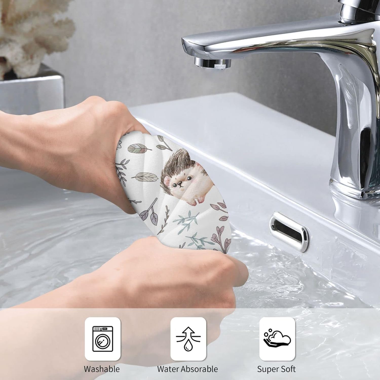 Hedgehog Pattern Hand Towels,Ultra Soft Highly Absorbent Bathroom Towel Kitchen Dish Guest Towel for Bathroom, Hotel, Gym and Spa(27.5" x 15.7") - Image 5