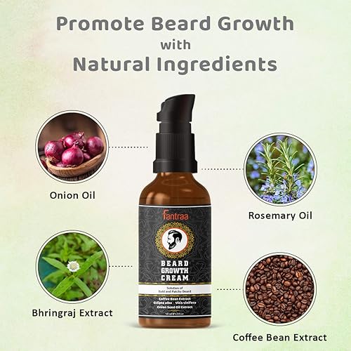 Miniatura 4 de Fantraa Crema para el crecimiento de la barba, 1.7 fl oz, más crecimiento de la barba con extracto de grano de café y cebolla, 100% natural,