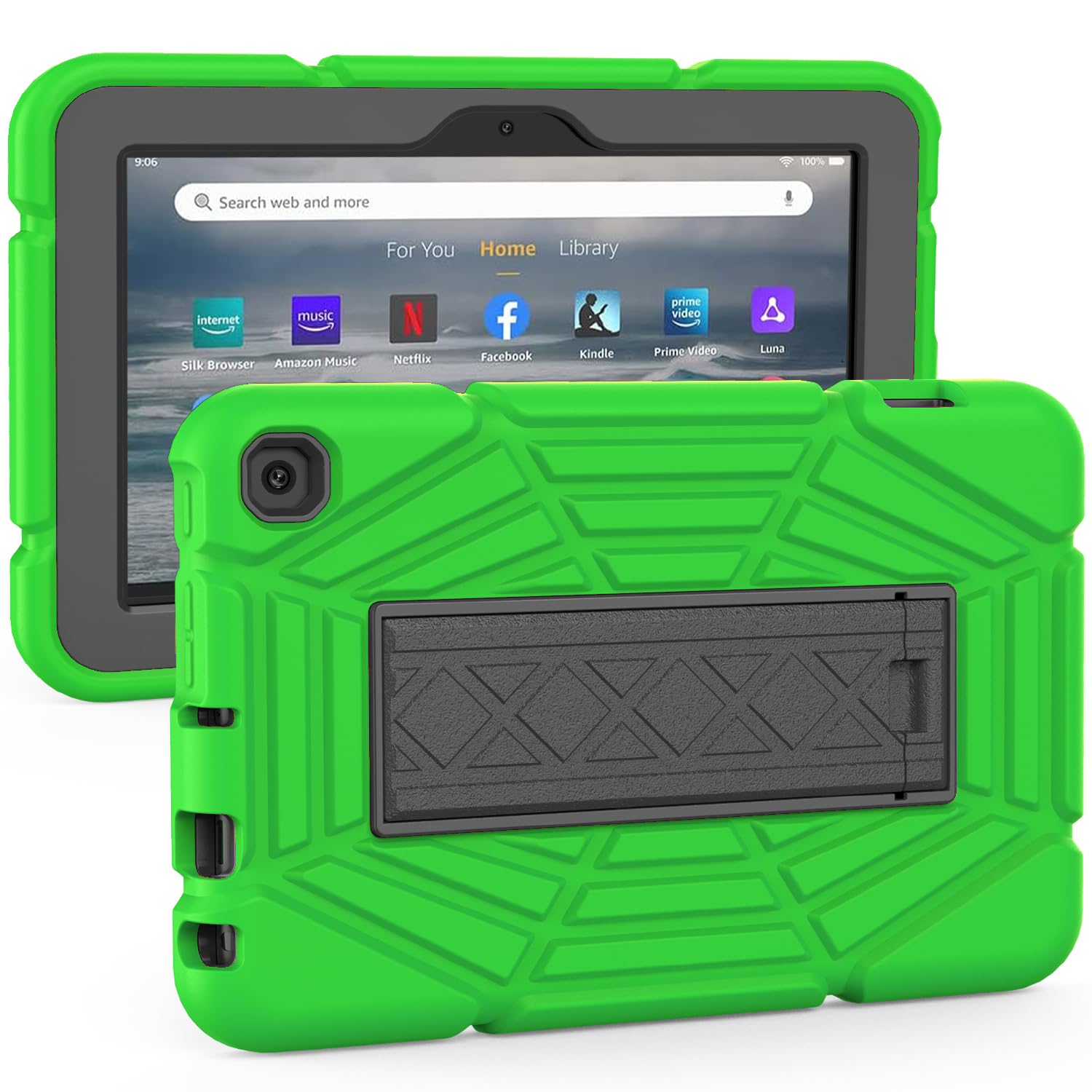 GrifobesCase [Only for 2022 Released 12th Generation] 7 & 7 Plus, 7 Kids & Kids Pro Tablet, 3-in-1 Heavy Duty Rugged Protective Cover with Stand for Boys Children(Green)