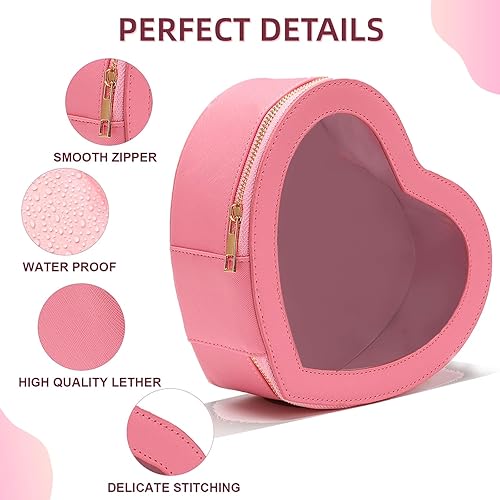 Miniatura 3 de Saikaspotts Bolsa de maquillaje de corazón para mujer, Rosado
