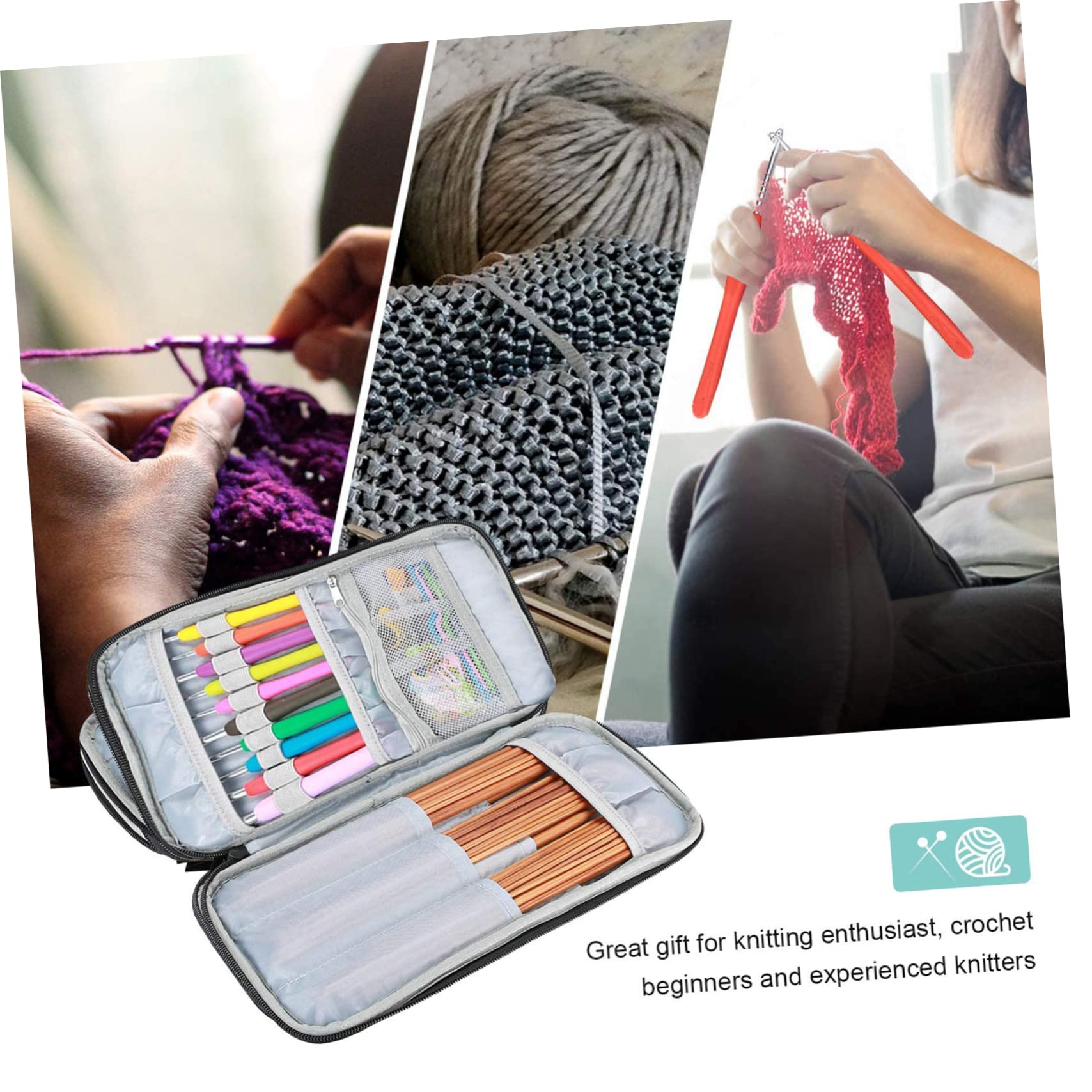 NUOBESTY 2stücke Knitting Needles Case Mit Großem Stauraum Für Häkelnadeln Tragbare Aufbewahrungstasche Aus Oxford Dunkelblau Für Strickzubehör Und Mehr
