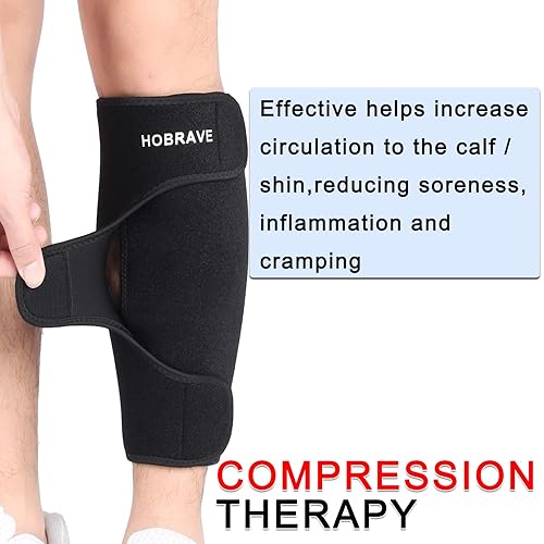 Miniatura 3 de Hobrave Espinilleras para pantorrillas, paquete de 2 fundas de compresión para desgarramiento de pantorrillas, alivio del dolor muscular,