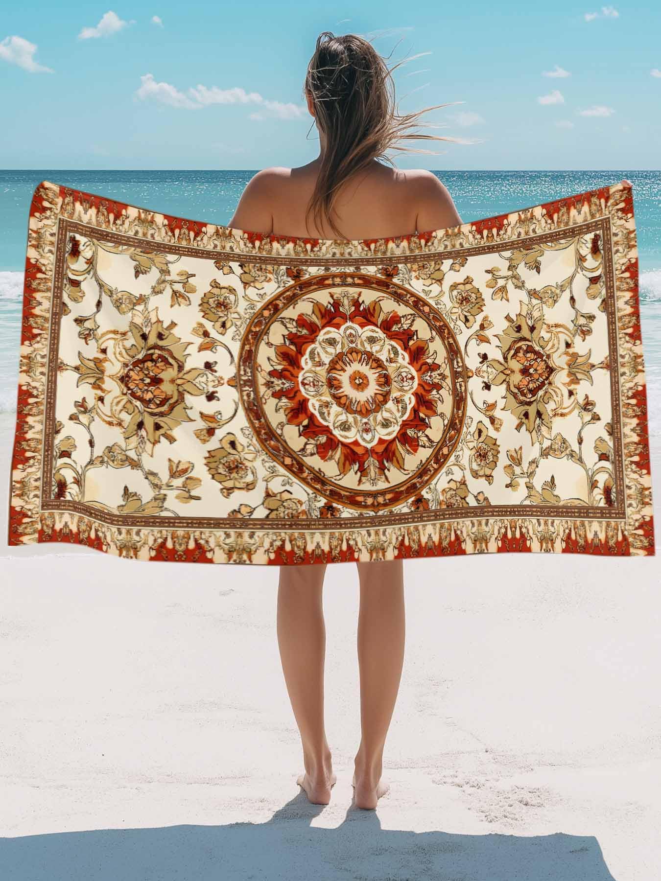 Boho Floral Beach Towel 52x32 Inch - Microfiber Sand-Free Quick Dry Super Soft Blanket For Pool, Beach, Travel & Shower - View #11