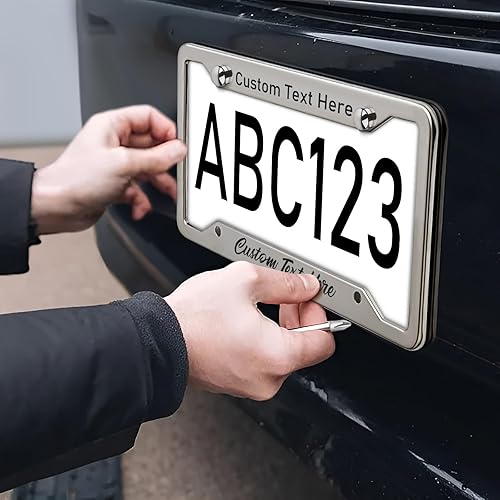 Miniatura 3 de Marco de placa personalizado de metal, soporte de placa de aluminio inoxidable para la parte delantera o trasera, accesorios exteriores para