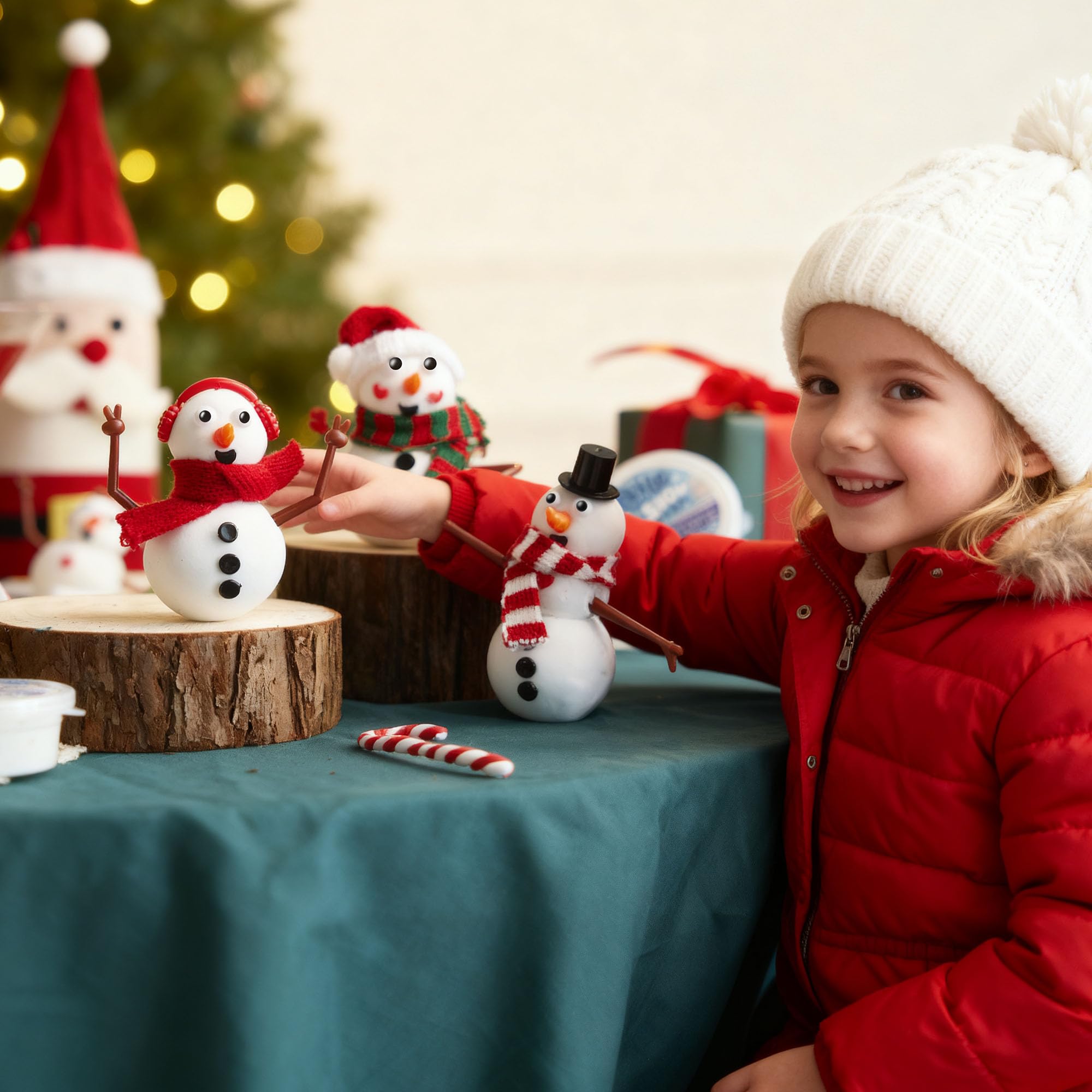 JOYIN Schneemann-Bastelset zum Selberbauen, 12-teiliges Schneemann-Bastelset für Weihnachtskunst und Bastelaktivitäten, Weihnachtsgeschenk, Strumpffüller für Kinder, Partygeschenk, Schule, lustiges