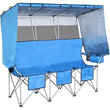 BDL 3 Person Camping Chair with Canopy Shade, Oversized Heavy Duty Camping Chair with Cup Holders & Ice Bag Portable Family Folding Chair for Outdoor, Lawn & Sports,Blue