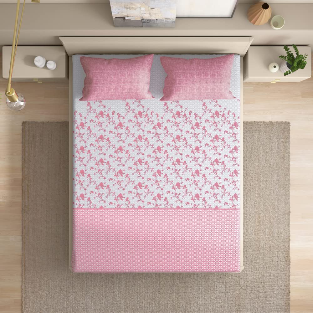Wakefit Florenza 100% Cotton 200 TC Flat Bedsheet with 2 Pillow Covers