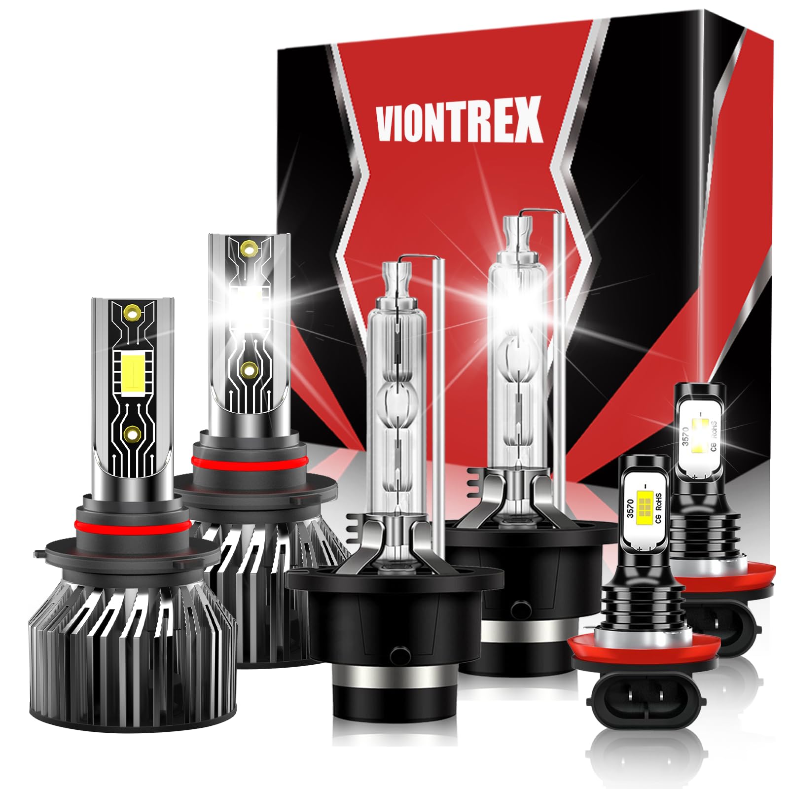 Fit 2007 2008 2009 2010 2011 2012 2013 for Acura MDX mdx Light Bulbs,9005 High Beam D2S Low Beam H11 Fog Light Bulbs, 6500K White Car Light Bulbs,35000LM 700% Brightnes ,Plug and Play IP68 Pack of 6