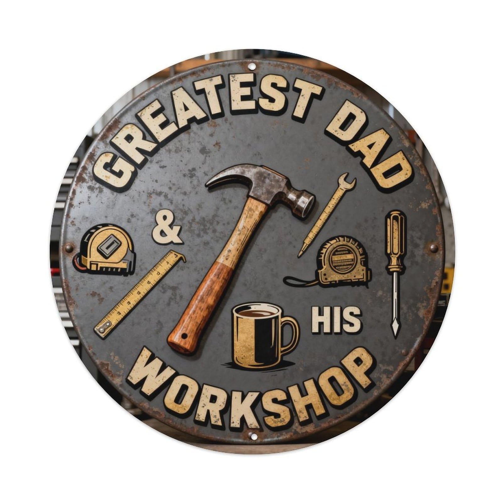 GREATEST DAD & HIS WORKSHOP Metal Tin Sign Plaque