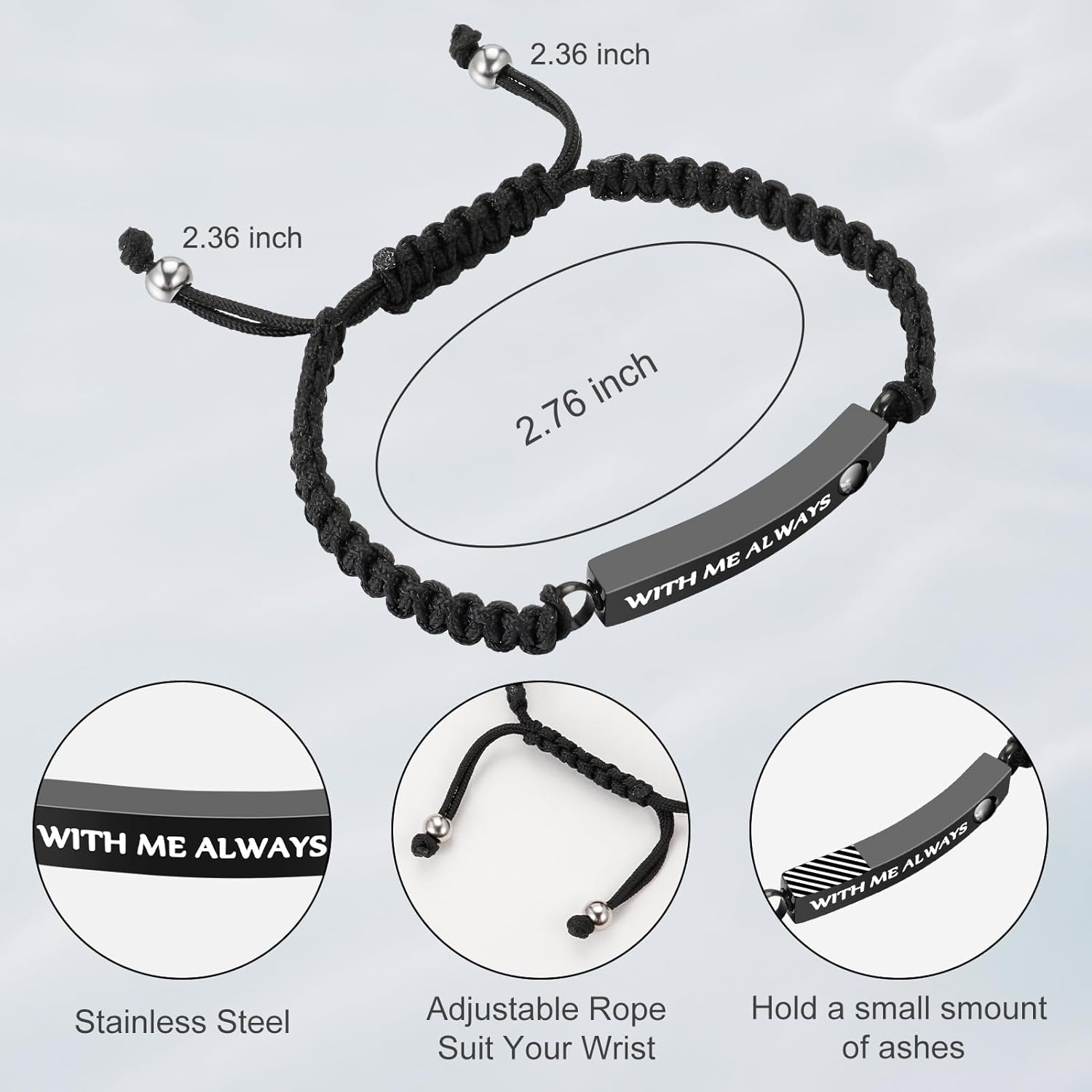 abooxiu Urn Bracelet for Ashes Cremation Bracelet for Ashes Stainless Steel Ash Bracelet for Men Women Memorial Ashes Holder Cremation Bangles for Human Ashes