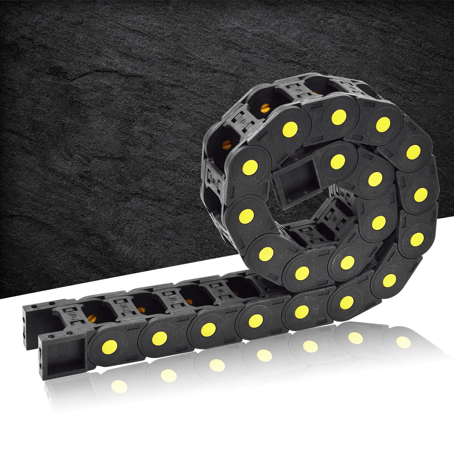 Catena di traino in plastica tipo aperto con terminali R75 25 x 38 mm L1000 mm per fresatrici elettriche CNC