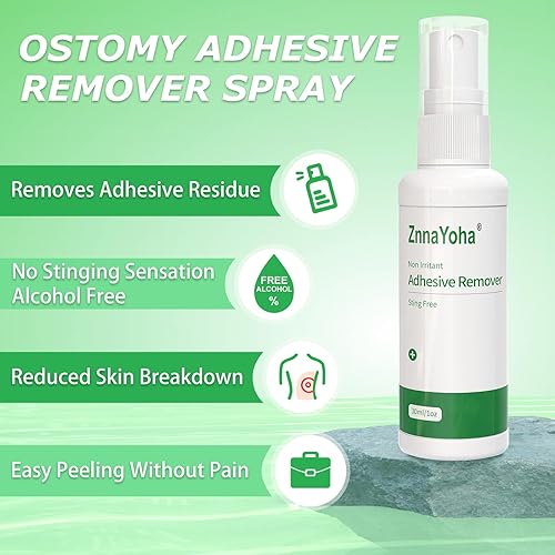 Miniatura 2 de Spray removedor de adhesivo, removedor de adhesivo médico sin picaduras para la piel, ideal para pacientes con ostomía, eliminación de piel sensible