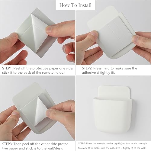 Miniatura 7 de 3 piezas de soporte de control remoto para montaje en pared, autoadhesivo, organizador de almacenamiento sin agujeros, soporte de lápiz de pared,