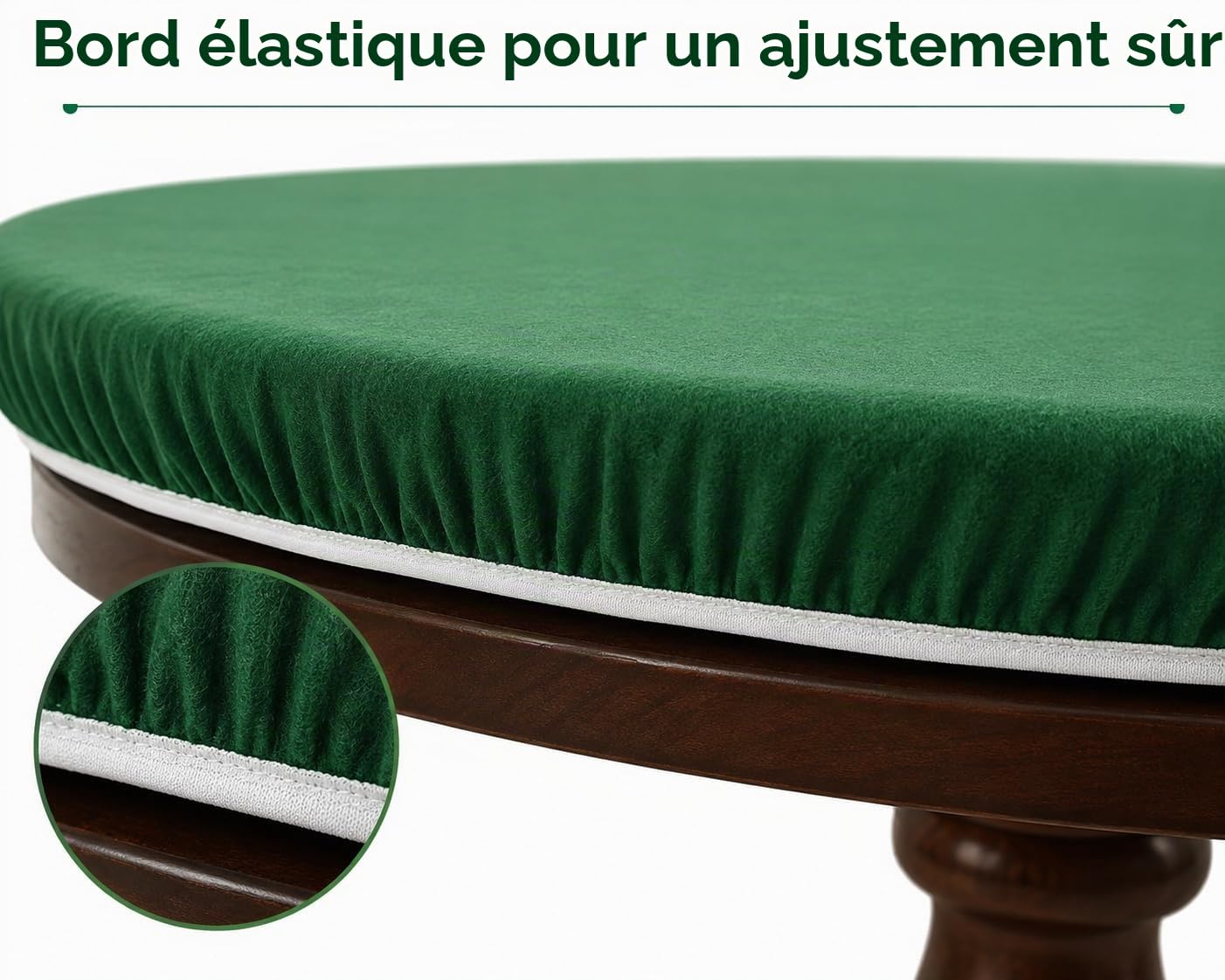 Katai – Tapis de Poker Rond en Feutre Vert 36–48 Pouces – Style Casino Antidérapant et Anti-Bruit pour Jeux de Cartes, Mahjong ou Soirées Jeux – avec 6 Dessous-de-Verre en Liège