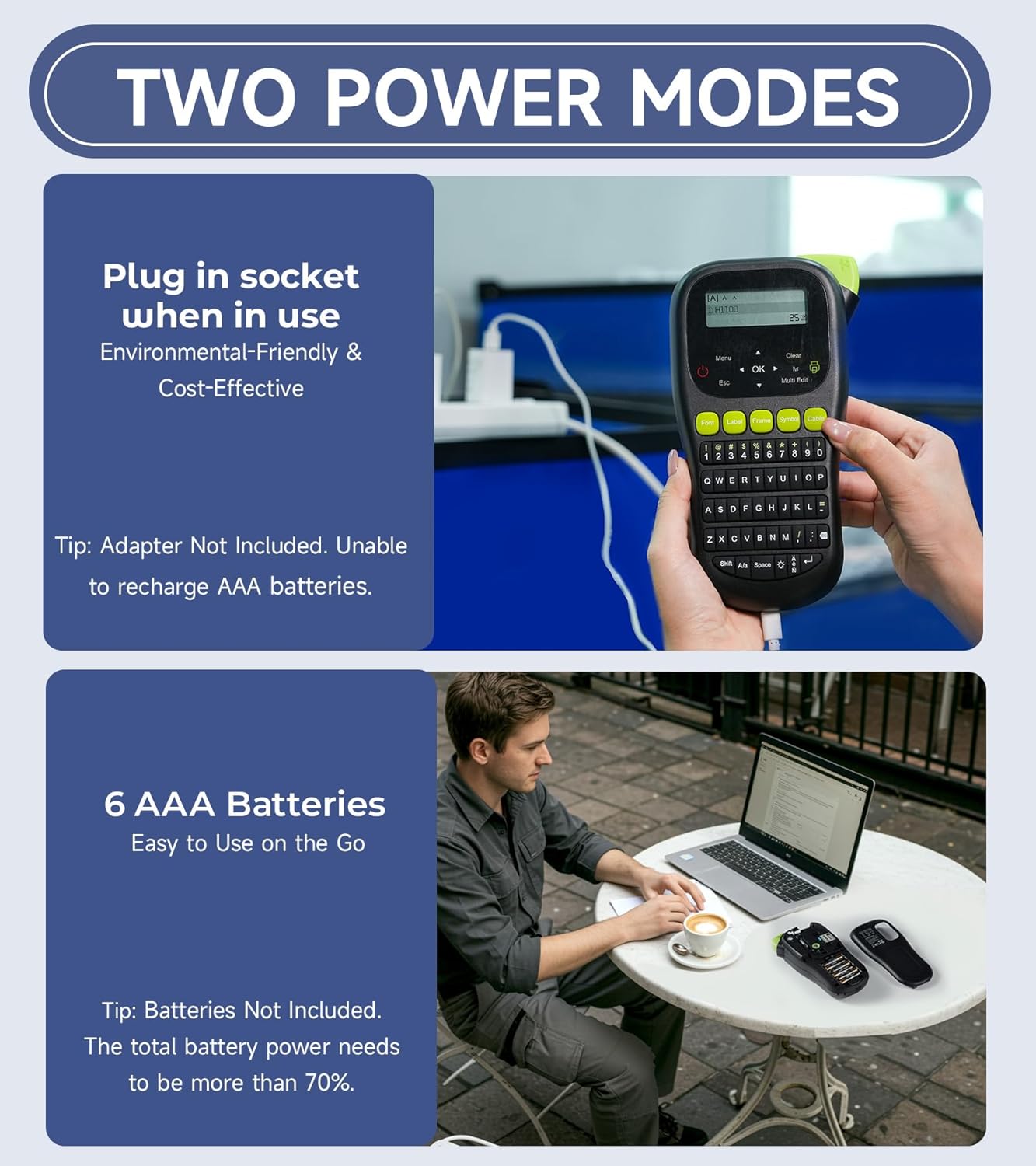 Label Maker Machine with 6 Tapes, H1100 Label Maker Waterproof-Labels, Wire Cable Labeler, Handheld Labeling Maker with Backlit-LCD & One-Touch Key, Industrial Office Organization