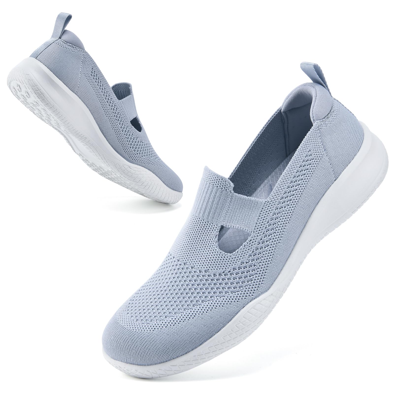 konhill Damen Slip On Laufschuhe Atmungsaktive Mesh Sommerschuhe Leichte Fitness Sportschuhe für Jogging Walking Freizeit