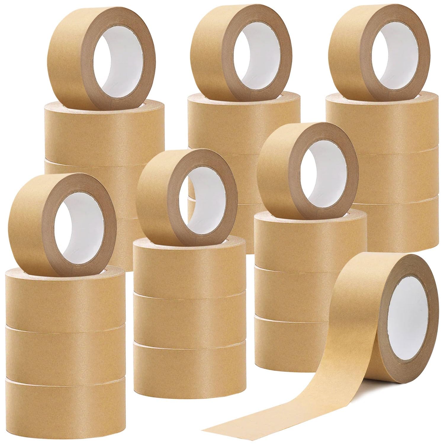 Kraft Paper Packing Tape 48mm x 50m Parcel Tape, Paper Tape for Strong Parcel Packaging Tapes Biodegradable Recyclable Eco Friendly Writable Packing Tape Parcel Packaging, Masking Moving Brown 36 Roll