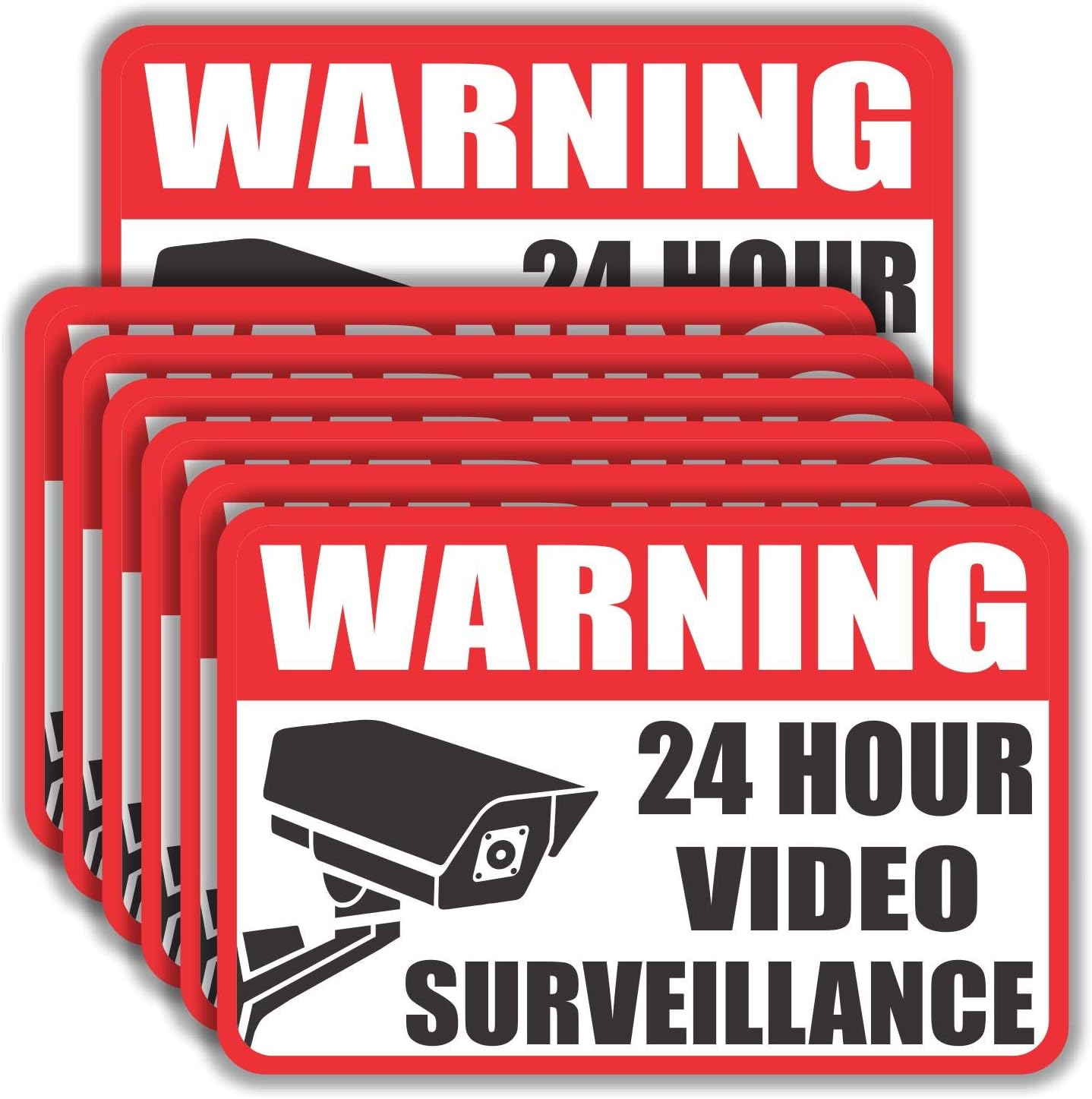 Video Surveillance Sign Sticker (Pack of 20) 4" x 6" Large CCTV