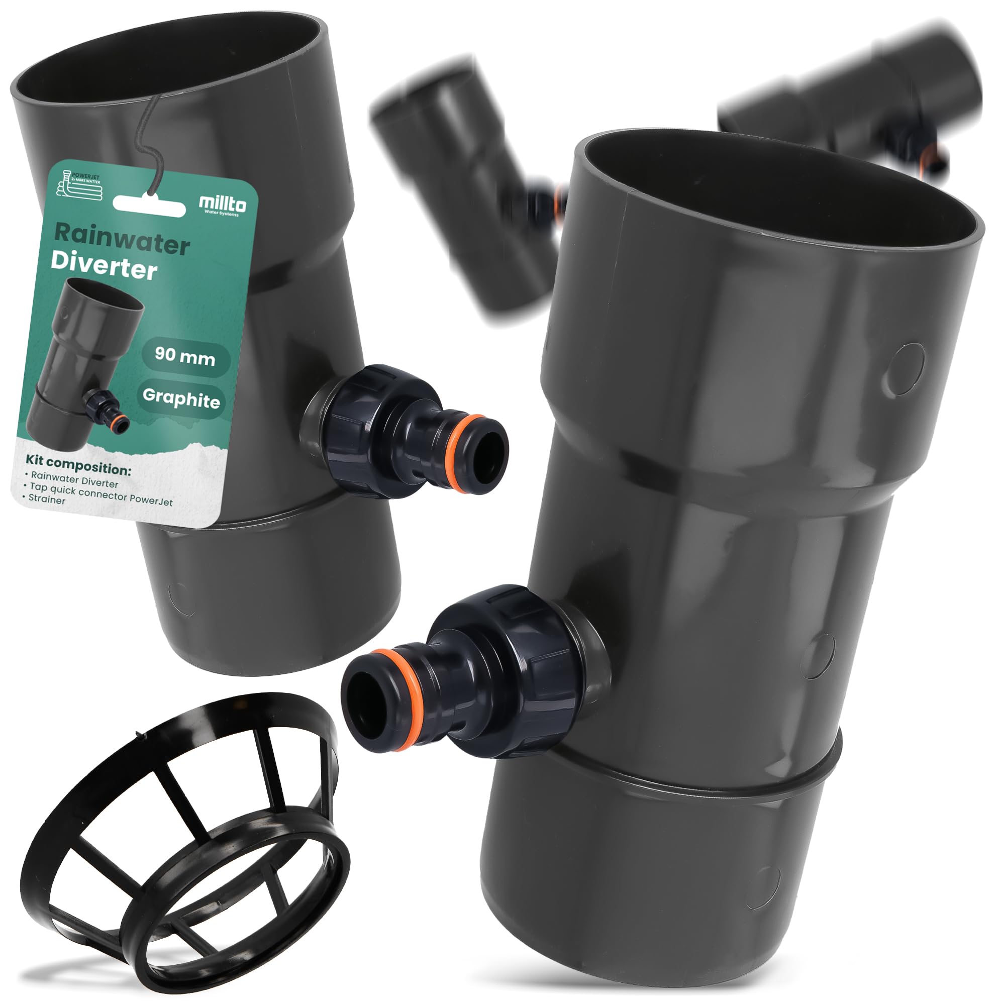 YourCasa® Regenverzamelaar voor het verbinden van regenpijp en regenton inclusief filter en boor Regengoten afvoerconnector. Regenwaterverzamelaar, valpijp, vulautomaat voor regenwaterton