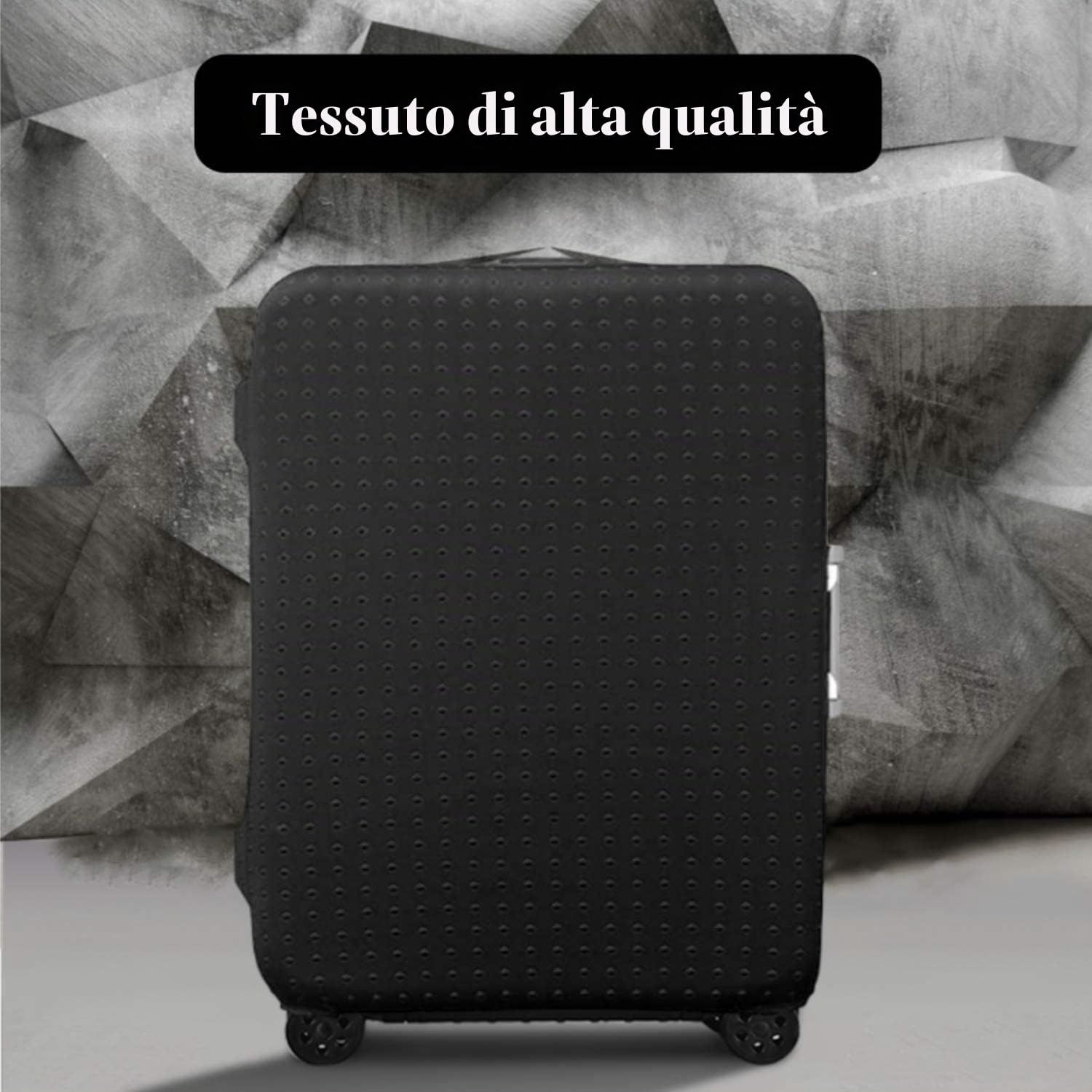 Copri Valigia, Elastico Cover Proteggi Valigia Anti-Polvere Trolley Stampato Protettiva Bagagli Cover - Copertura per Valigia-19-32 Pollici - Nero