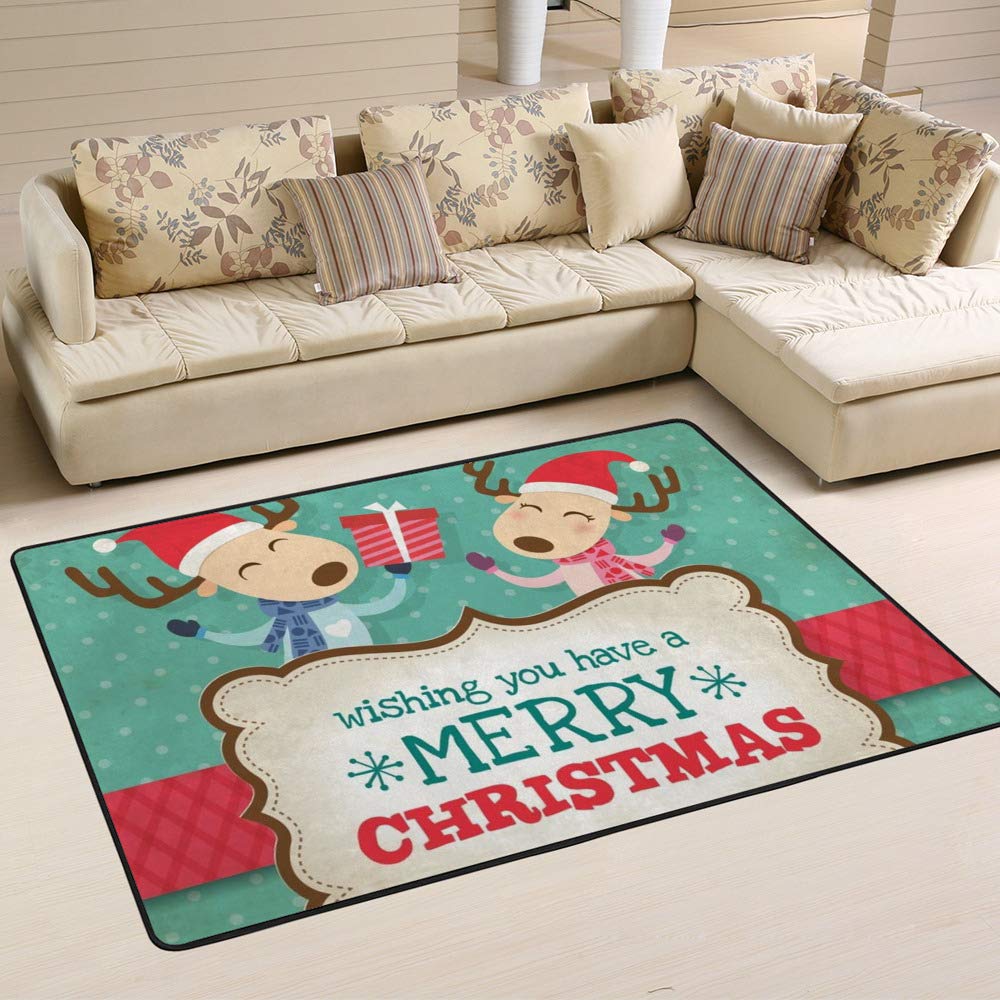Tapis de Noël antistatique en velours corail doux et résistant Ruchen