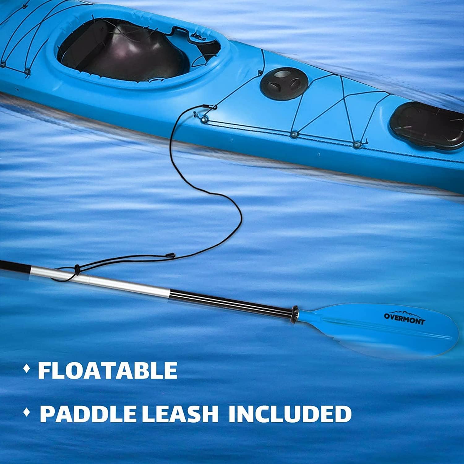 OVERMONT Paddle Aluminium Double Paddle Paddle with Leash Adjustable Paddle Blades for Canoeing Kayaking Canadian Boat Rowing Boat Black/Red/Orange/Blue/Green