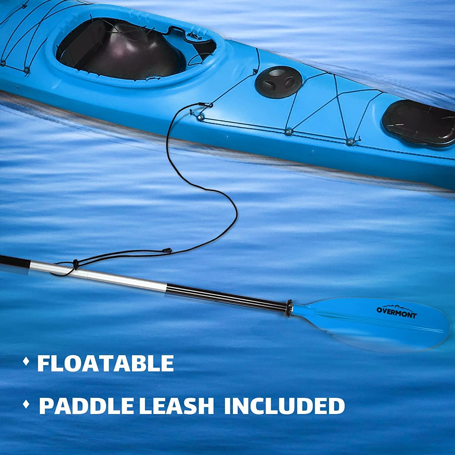 OVERMONT Paddel Aluminium Doppelpaddel Paddel mit Leash Verstellbaren Paddel-Blätter für Kanusport Kajakfahren Kanadier Boot Ruderboot Schwarz/Rot/Orange/Blau/Grün