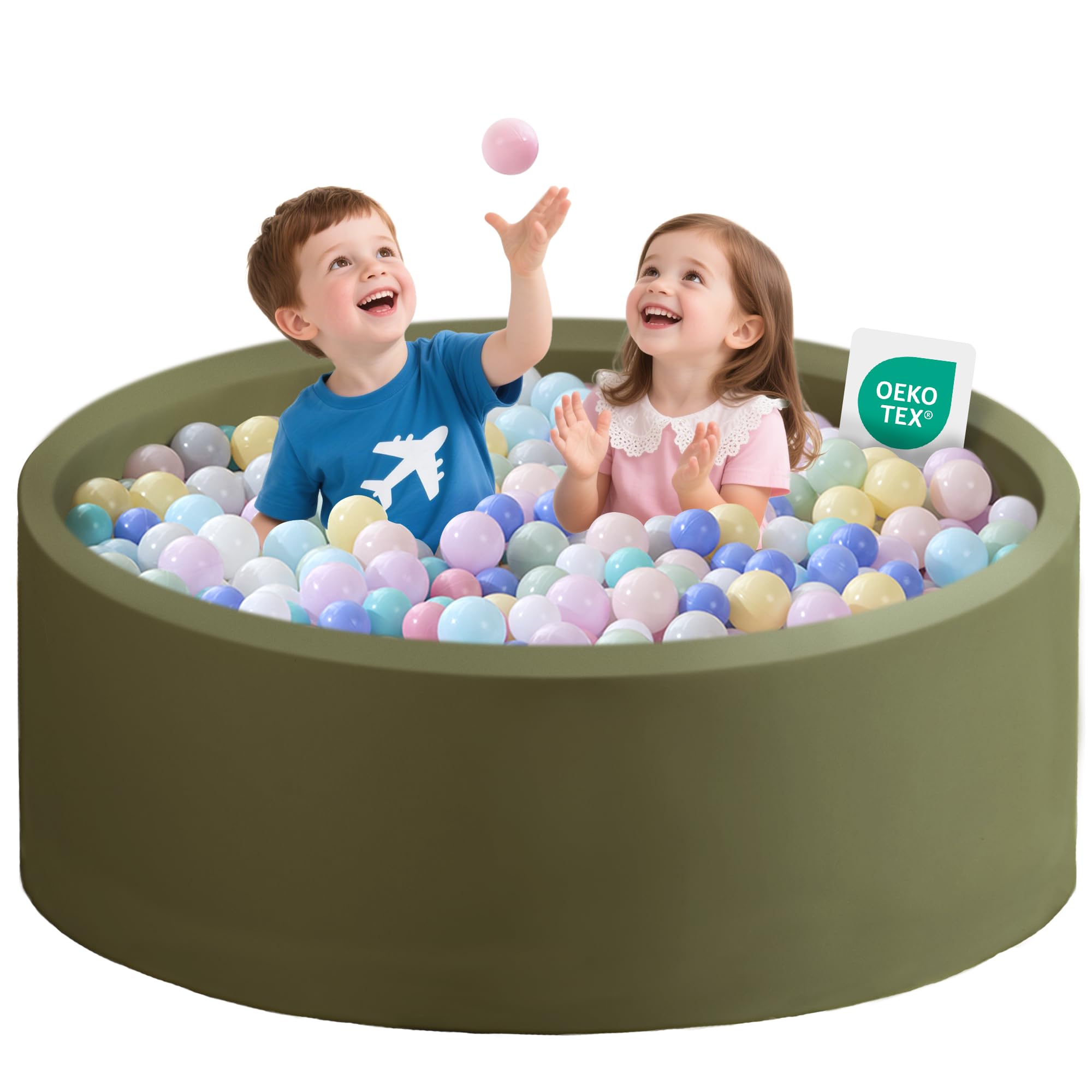 Zedachica Ball Pit for Toddlers 1-3 Memory Foam Ball Pits 47.24''x15.75'' Baby Ball Pit Indoor and Outdoor Game Round Play Ball Pool For Children for Girls and Boys (Sage Green, NO Balls)