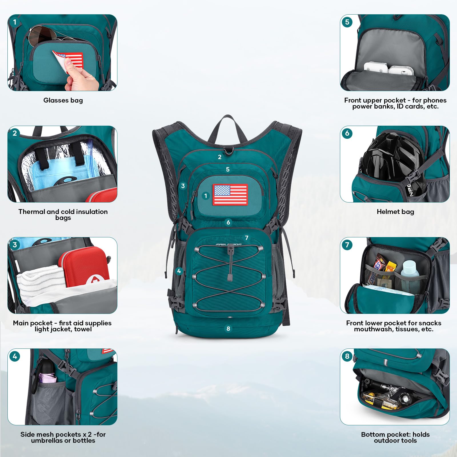 Maelstrom Mochila de hidratación, mochila de senderismo con vejiga de agua de 2 L, válvula de mordida de alto flujo, mochila de agua para hombres y mujeres, aislamiento ligero para senderismo,