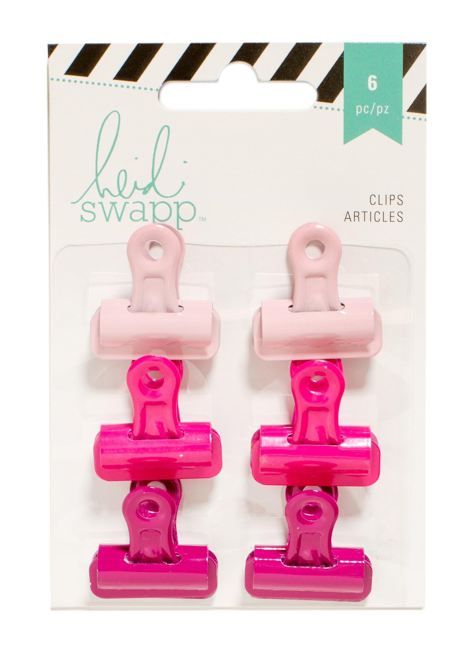 Heidi Swapp Bulldog Clips 1" 6/Pkg-Pinks