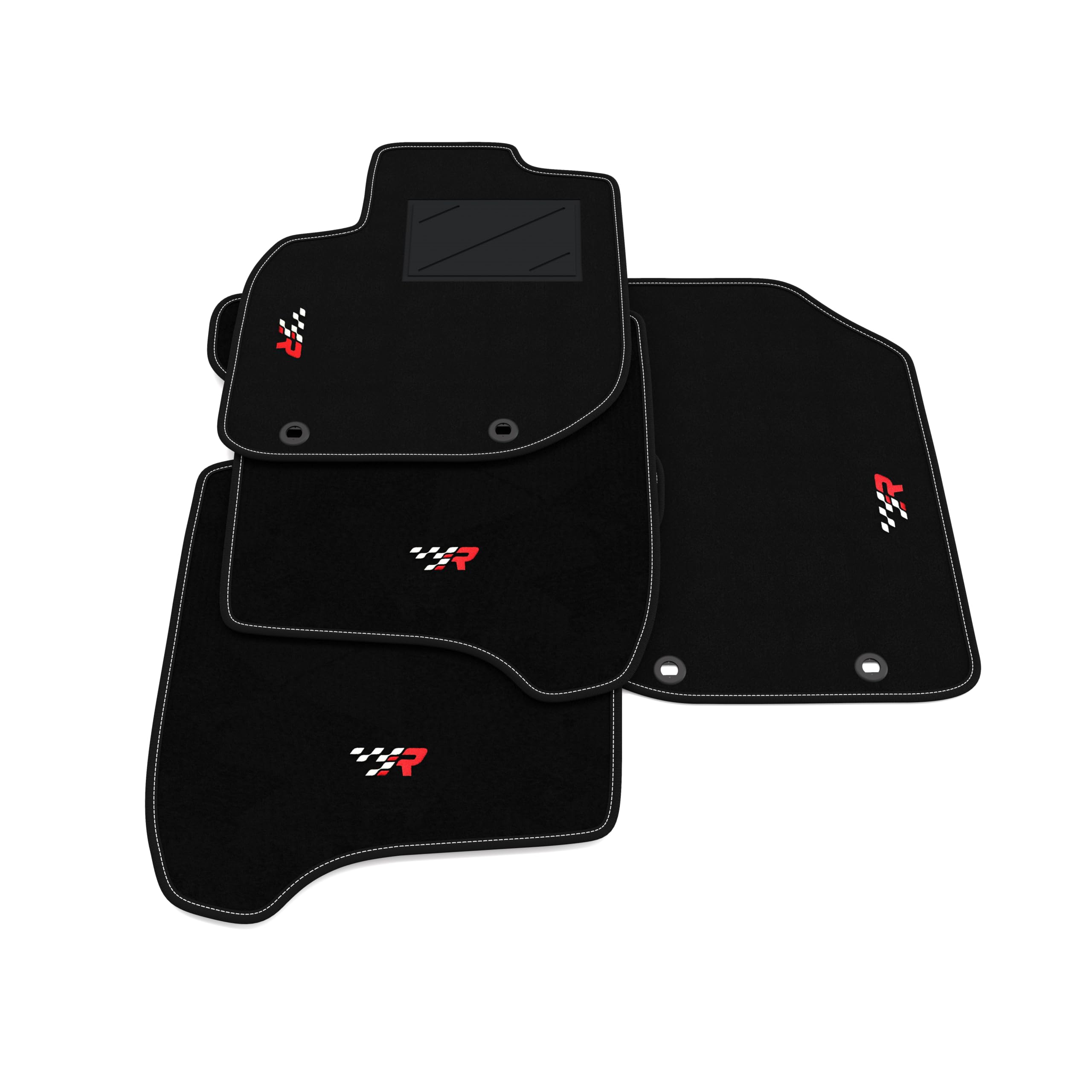 Set de Tapis de Voiture compatibles avec Honda Jazz 2008-2015 | Tapis sur Mesure en Moquette, Broderie R Racing, sur Mesure