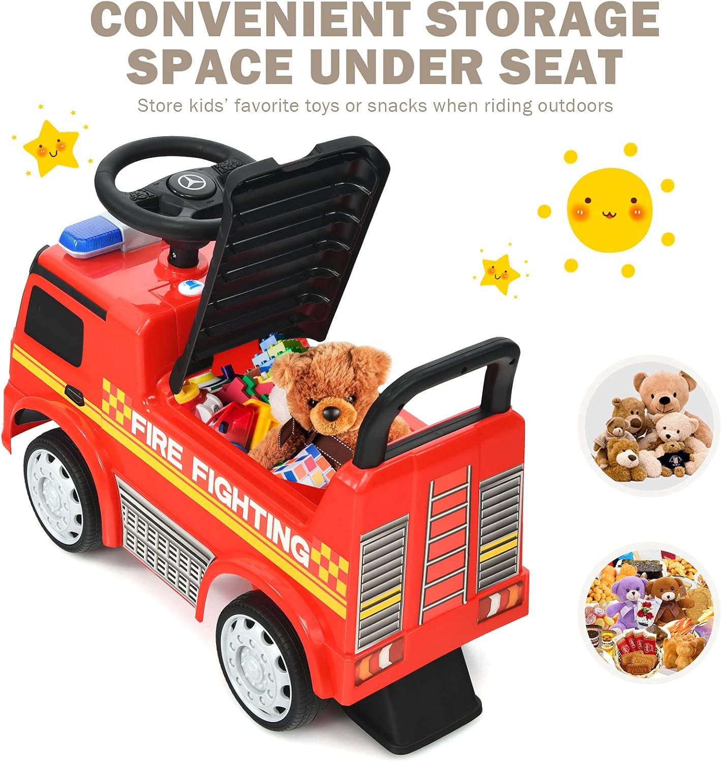 GYMAX Toddler Ride-On Car with Storage, Lights and Ethiopia Ubuy