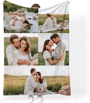FolHaoth Personalized Blanket with Photos Text Custom Blanket Flannel Throw Blankets for Adult Kid Birthday Halloween Fathers Mothers Valentines Day Gift-70"x79"