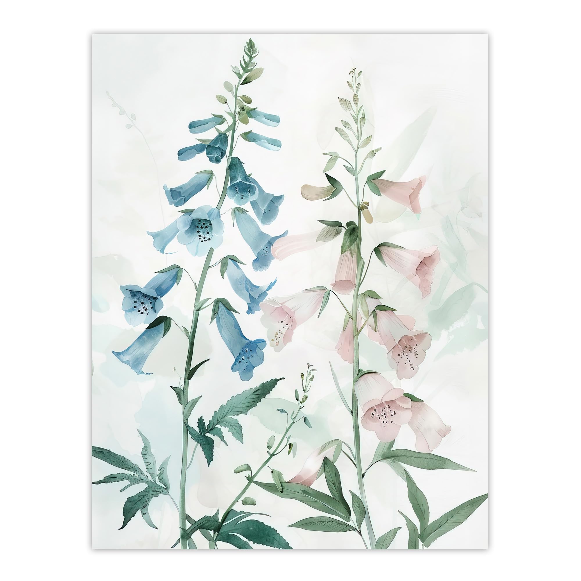 Artery8 Pink Blue Foxglove Flowers Modern Watercolour Living Room Large Wall Art Poster Print Thick Paper 18X24 Inch